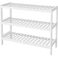 Homfa Zapatero Bambú Blanco Estantería para Zapatos Organizador Zapatos para Entrada Pasillo con 3 Estantes 70x26x55cm